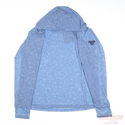 New W/ Logo Peter Millar Womens Golf Hoodie Long Sleeve X-Small XS Blue Floral MSRP $120