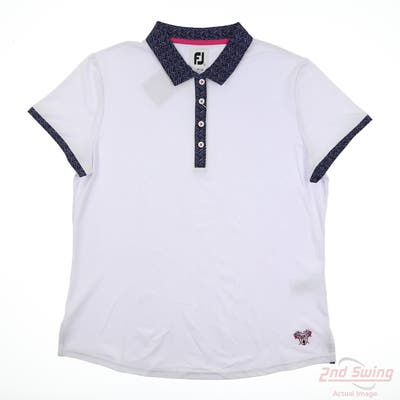 New W/ Logo Womens Footjoy Polo Large L White MSRP $98