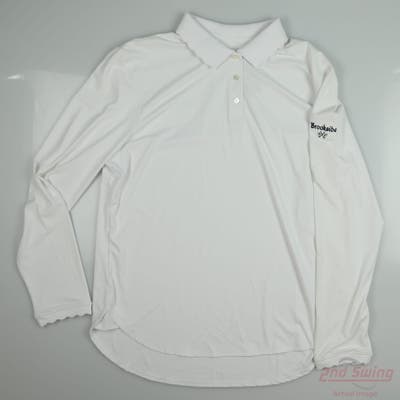 New W/ Logo Womens Peter Millar Long Sleeve Polo X-Large XL White MSRP $110