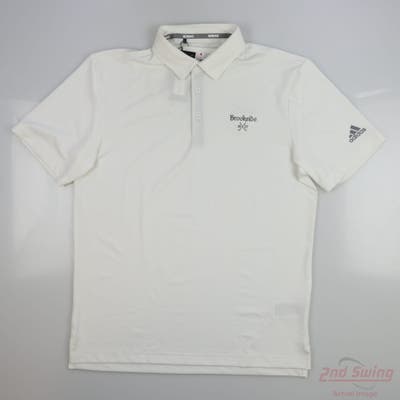 New W/ Logo Mens Adidas Polo Small S White MSRP $65