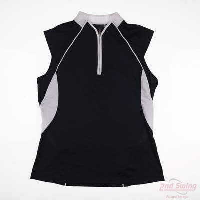 New Womens Nivo Sport Sleeveless Polo Medium M Navy Blue MSRP $50