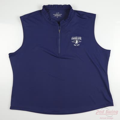 New W/ Logo Womens Vineyard Vines Sleeveless Polo X-Large XL Navy Blue MSRP $80