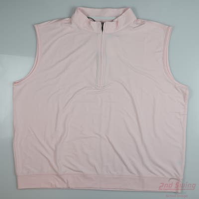 New W/ Logo Straight Down Mens Golf Vest 1/2 Zip Sweater Large L Pink Solid MSRP $104