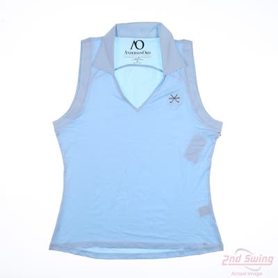 New W/ Logo Womens Anderson Ord Sleeveless Polo Medium M Blue MSRP $80