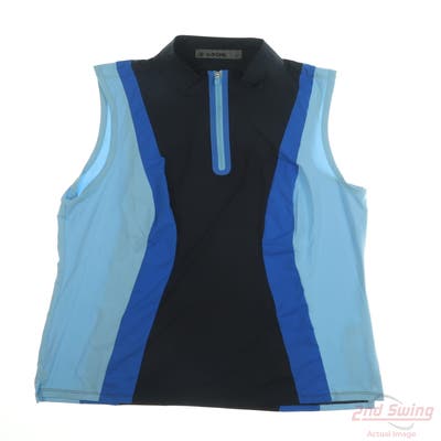 New Womens G-Fore Sleeveless Polo Large L Blue MSRP $110