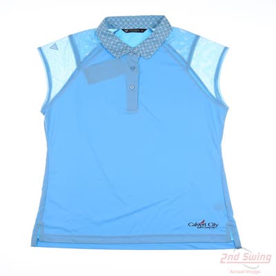 New W/ Logo Womens Level Wear Polo Medium M Blue MSRP $70