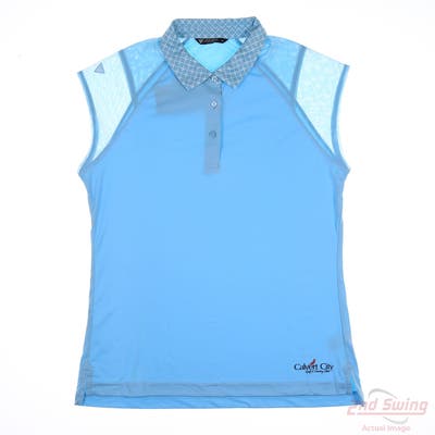 New W/ Logo Womens Level Wear Polo Large L Blue MSRP $70