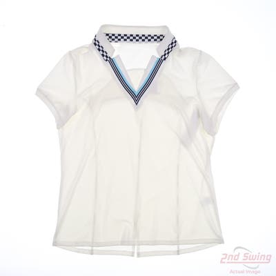 New Womens Lucky In Love Polo X-Large XL White MSRP $70