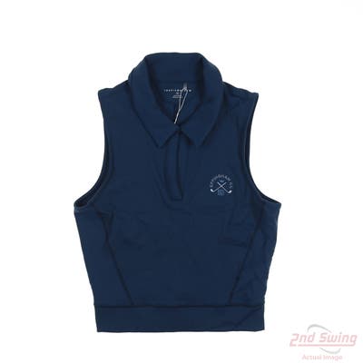 New W/ Logo Womens Travis Mathew Sleeveless Polo Medium M Midnight Blue MSRP $75