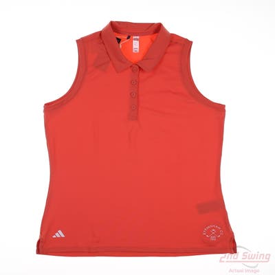 New W/ Logo Womens Adidas Sleeveless Polo Large L Coral MSRP $55