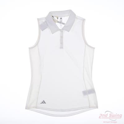 New Womens Adidas Sleeveless Polo X-Small XS White MSRP $81
