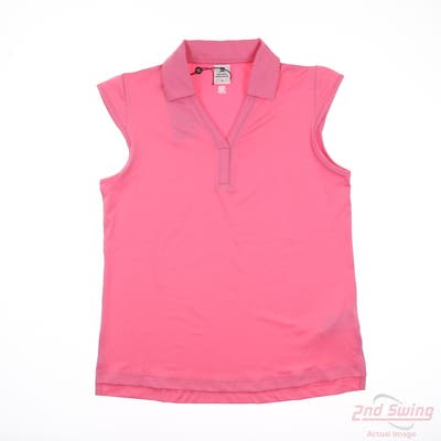 New Womens Daily Sports Sleeveless Polo Medium M Pink MSRP $73
