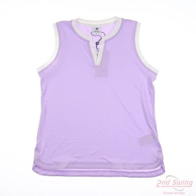 New Womens Daily Sports Sleeveless Polo Small S Purple Cactus Flower MSRP $88