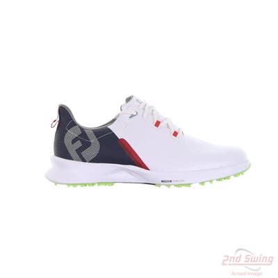 New Mens Golf Shoe Footjoy Fuel Medium 10 White/Navy/Red MSRP $145 55452
