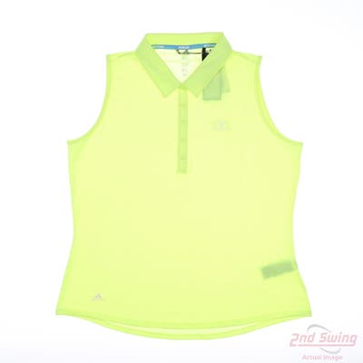 New W/ Logo Womens Adidas Sleeveless Polo Large L Neon Yellow MSRP $60