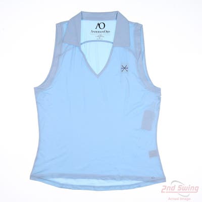 New W/ Logo Womens Anderson Ord Sleeveless Polo X-Large XL Blue MSRP $80