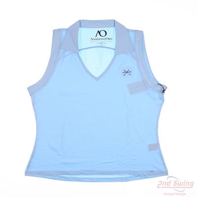 New W/ Logo Womens Anderson Ord Sleeveless Polo Medium M Blue MSRP $80