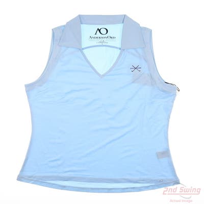 New W/ Logo Womens Anderson Ord Sleeveless Polo Small S Blue MSRP $80