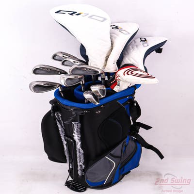 Complete Set of Men's TaylorMade Titleist Ping Odyssey Golf Clubs + NEW Datrek Stand Bag