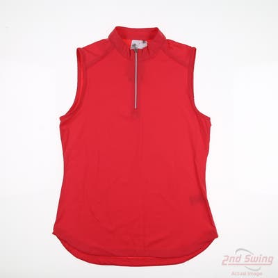 New Womens Nivo Sport Sleeveless Polo Small S Geranium Red MSRP $80