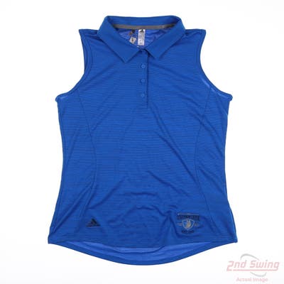 New W/ Logo Womens Adidas Sleeveless Polo Small S Blue MSRP $55