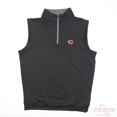 New W/ Logo Peter Millar Mens Golf Vest 1/4 Zip Pullover Medium M Charcoal Solid MSRP $140
