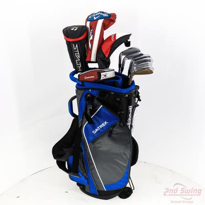 Complete Set of Men's Cobra Titleist Adams Cleveland TaylorMade Golf Clubs + NEW Datrek Stand Bag