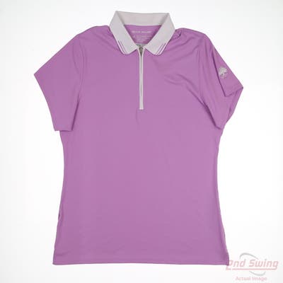 New W/ Logo Womens Peter Millar Polo X-Large XL Purple Cactus Flower MSRP $100