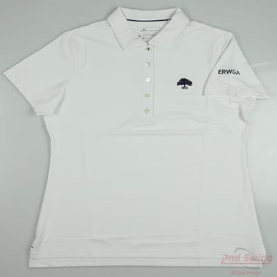 New W/ Logo Womens Peter Millar Polo Large L White MSRP $75