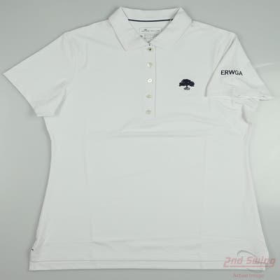 New W/ Logo Womens Peter Millar Polo Medium M White MSRP $75