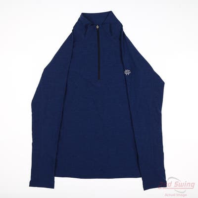 New W/ Logo Womens Straight Down 1/4 Zip Pullover Small S Blue MSRP $124
