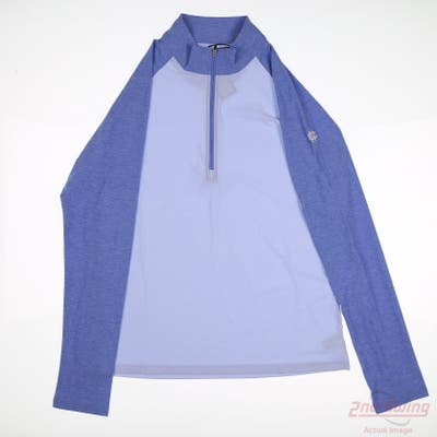New W/ Logo Womens Straight Down 1/4 Zip Pullover Large L Blue MSRP $124