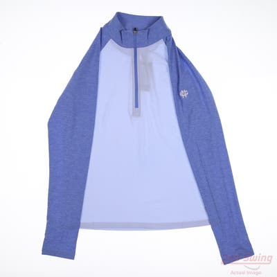 New W/ Logo Womens Straight Down 1/4 Zip Pullover Small S Blue MSRP $124