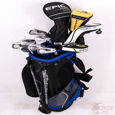 Complete Set of Men's TaylorMade Nike Callaway Bridgestone Cleveland Odyssey Golf Clubs + NEW Datrek Stand Bag