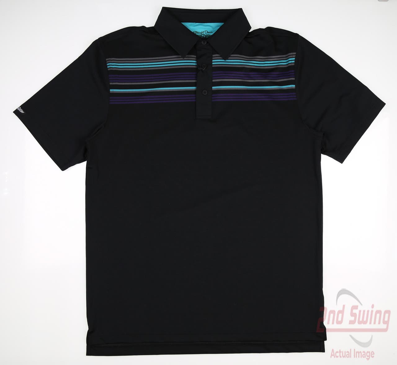 New W/ Logo Mens Straight Down Golf Polo Large L Black MSRP $94
