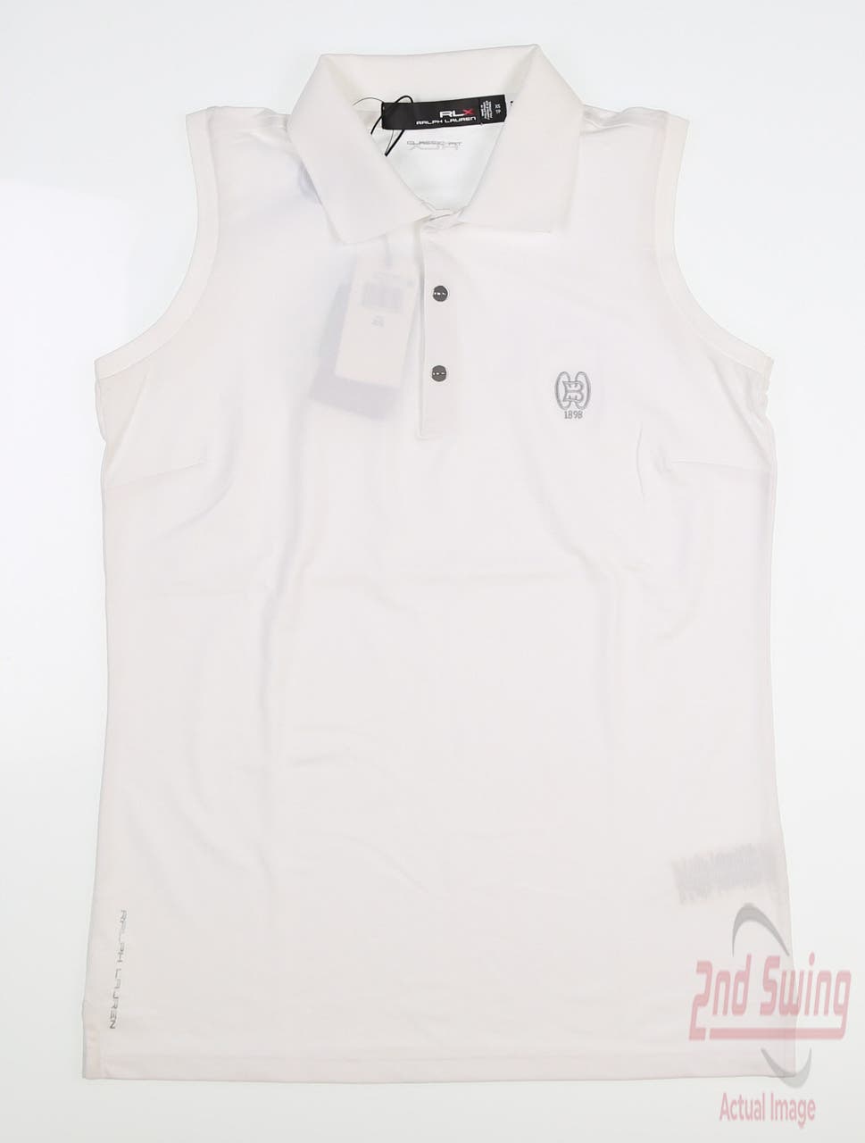 New W/ Logo Womens Ralph Lauren RLX Golf Sleeveless Polo X-Small XS White MSRP $90