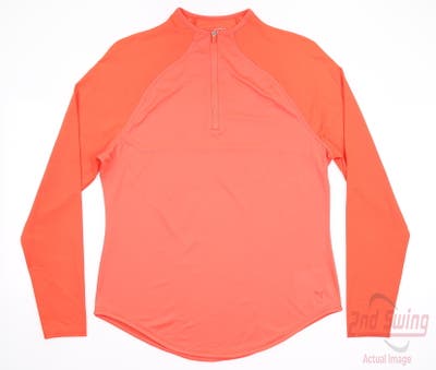 New Womens Puma Shine 1/4 Zip Pullover Small S Hot Coral MSRP $70 533008-06