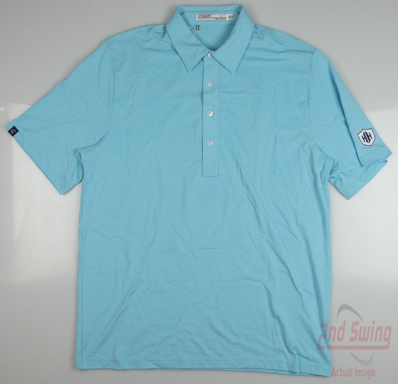 New W/ Logo Mens Criquet Golf Polo Large L Blue MSRP $80