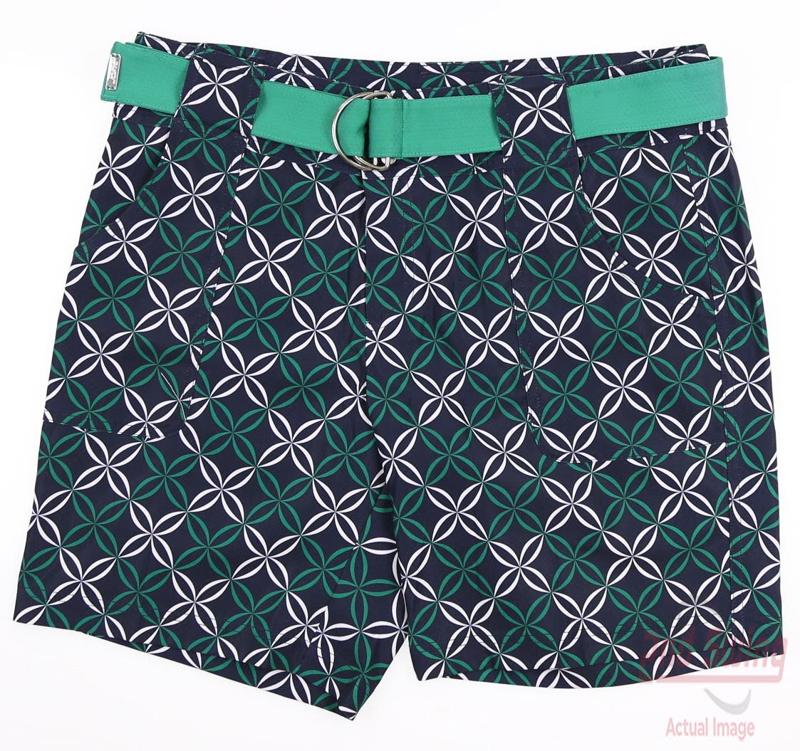 New Womens Jo Fit Belted Golf Shorts 10 Multi MSRP $98 GB105-ADP
