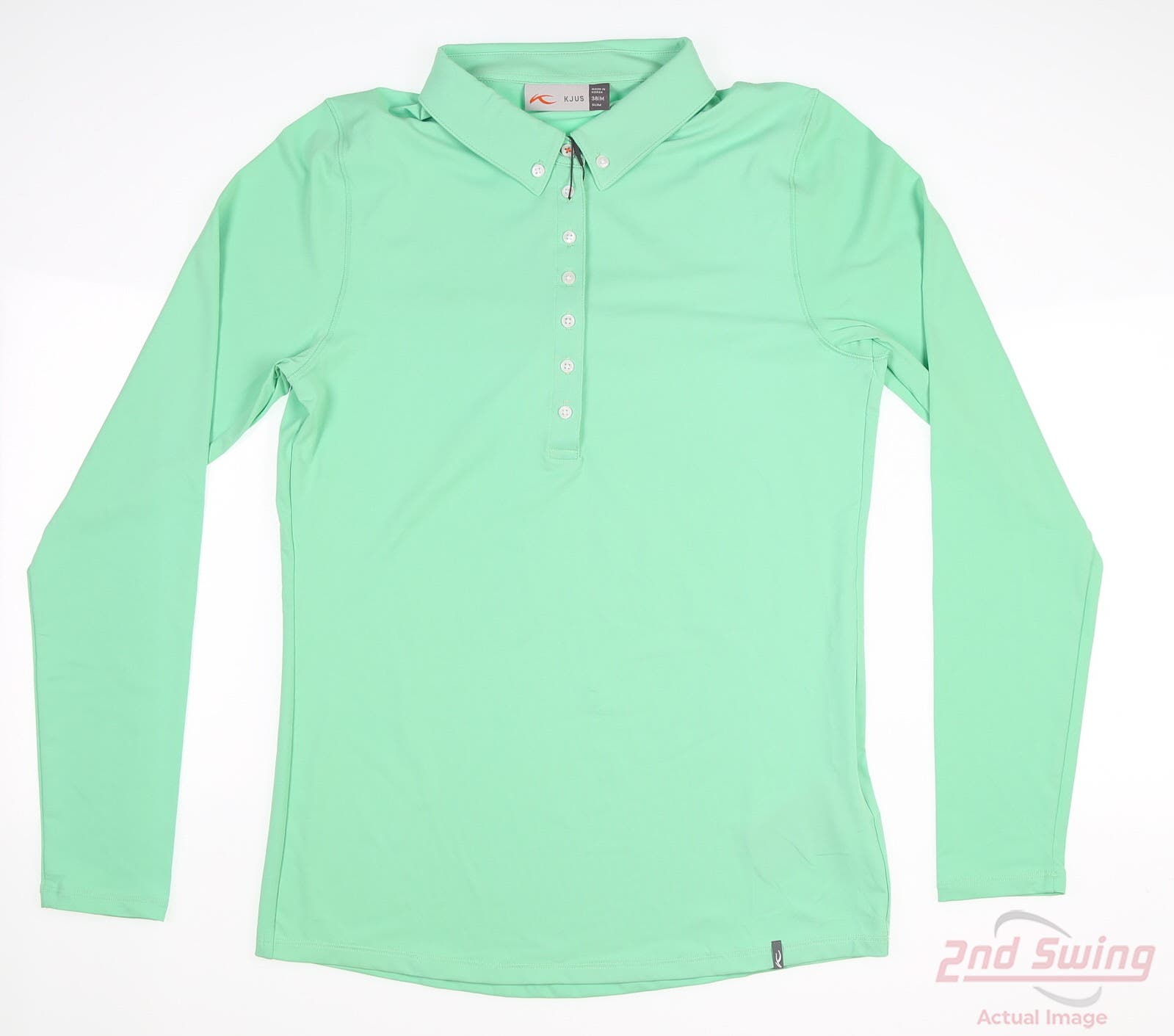 New Womens KJUS Scotscraig Long Sleeve Polo Medium M Green MSRP 129
