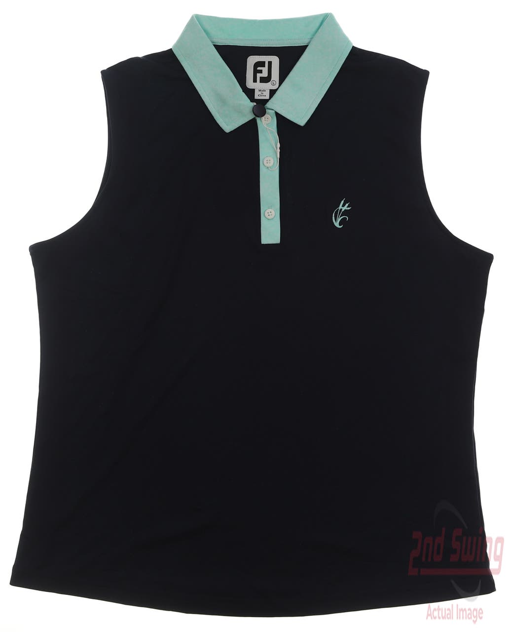 New W/ Logo Womens Footjoy Sleeveless Golf Polo Medium M Navy Blue MSRP $72 27923