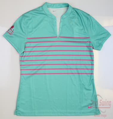 New W/ Logo Womens Nike Golf Polo Small S Green/Pink MSRP $60