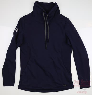 New W/ Logo Womens Level Wear Verve Loop Mock Neck Pullover X-Small XS Navy Blue MSRP $70