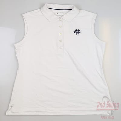 New W/ Logo Womens Peter Millar Golf Sleeveless Polo Small S White MSRP $89