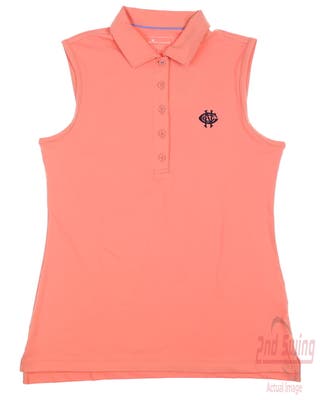 New W/ Logo Womens Peter Millar Golf Sleeveless Polo Small S Orange MSRP $89