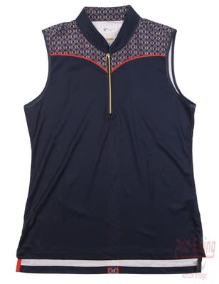New Womens Greg Norman Sleeveless Golf Polo Small S Navy Blue MSRP $69