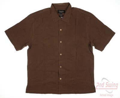 New Mens Straight Down Button Down Golf Polo X-Large XL Brown MSRP $98