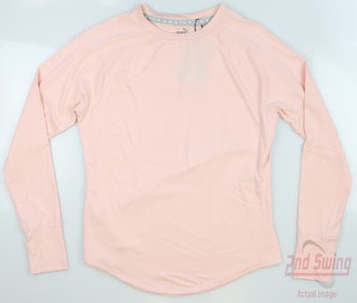 New Womens Puma Long Sleeve Golf Crew Neck Small S Rose Dust Pink MSRP $70