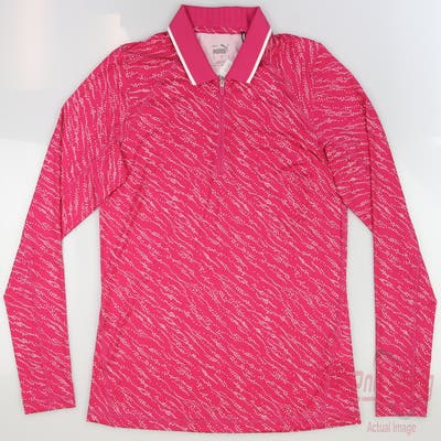New Womens Puma 1/4 Zip Golf Pullover Small S Orchid Pink MSRP $70