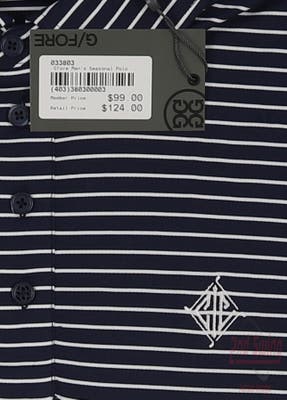 New W/ Logo Mens G-Fore Golf Polo Small S Navy Blue MSRP $120